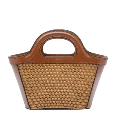 Marni Borsa A Mano In Rafia Caramello  Donna In Multi