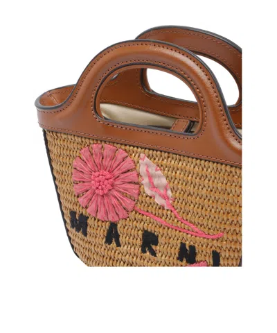 Marni Borsa A Mano In Rafia Caramello  Donna In Multi