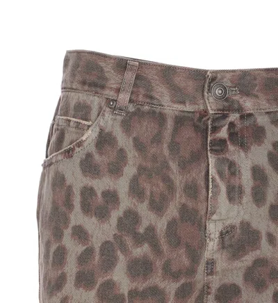 Aniye By Leopard-print Distressed Mini Skirt In Brown