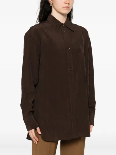Studio Nicholson Textured Button-down Shirt In Brown