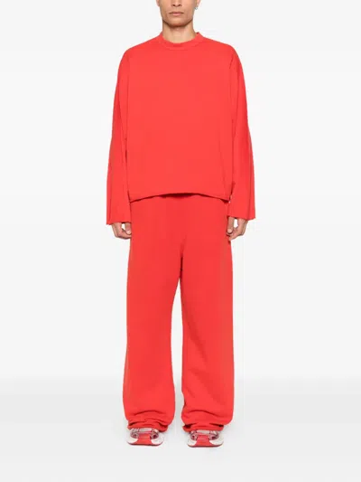 Entire Studios Raw-edge Cotton T-shirt In Red