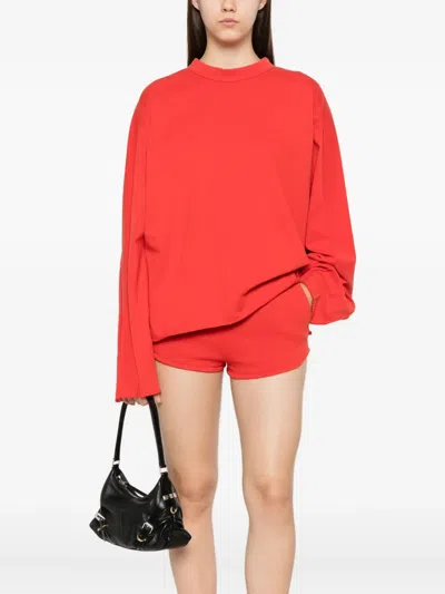 Entire Studios Raw-edge Cotton T-shirt In Red