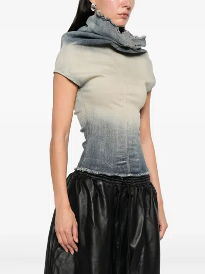 Rick Owens Denim Top In Blue