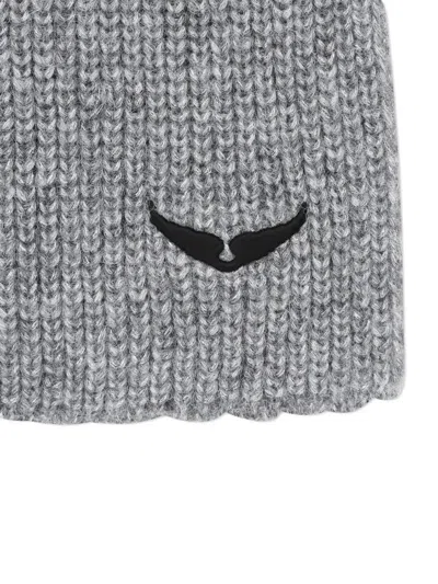 Zadig & Voltaire Ribbed Knit Scarf In Gray