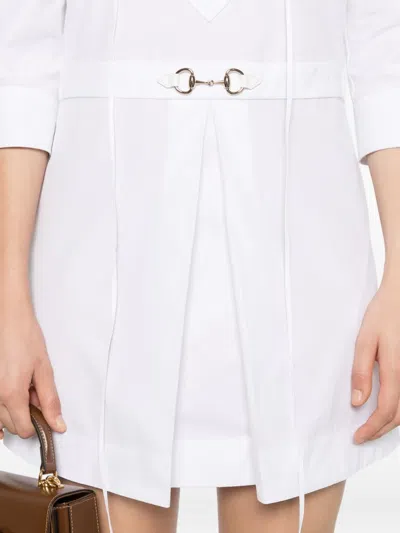 Gucci Cotton Poplin Shirt Dress With Embroidery In White