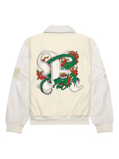 Awake Ny Dragon-embroidered Varsity Jacket In Neutral
