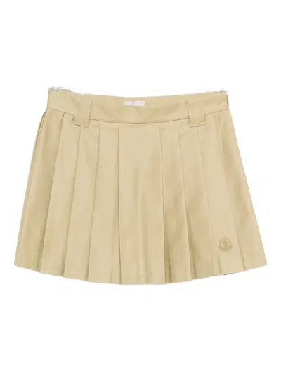 Moncler Pleated Logo Mini Skirt In Neutral
