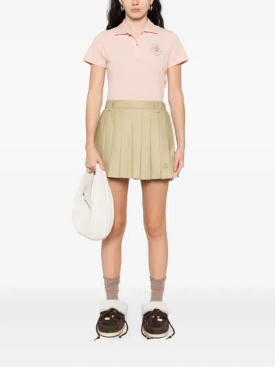 Moncler Pleated Logo Mini Skirt In Neutral