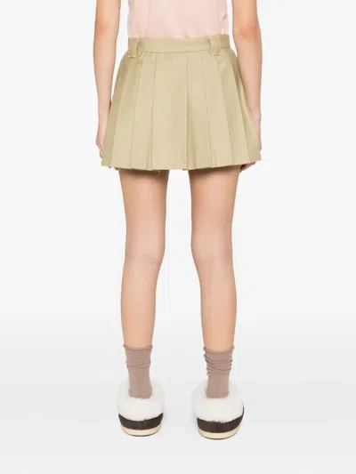 Moncler Pleated Logo Mini Skirt In Neutral