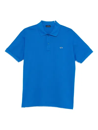 Paul & Shark Short-sleeved Cotton Polo Shirt For Casual Style In Blue