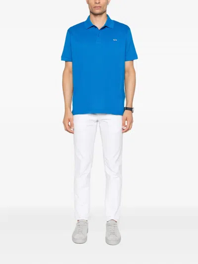 Paul & Shark Short-sleeved Cotton Polo Shirt For Casual Style In Blue