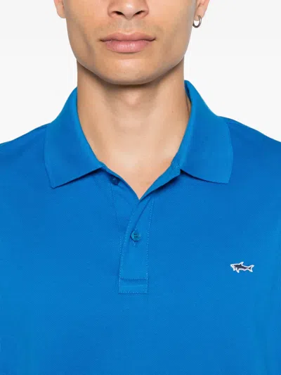 Paul & Shark Short-sleeved Cotton Polo Shirt For Casual Style In Blue