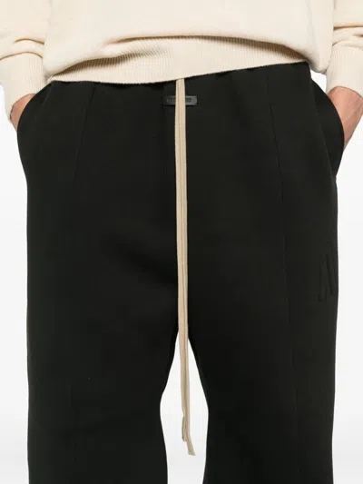 Fear Of God Black Pants With Elastic Drawstring And Wide Leg In Cotton Blend Man In Black