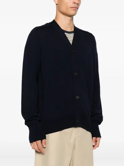 Studio Nicholson Long-sleeved Wool Cardigan In Black