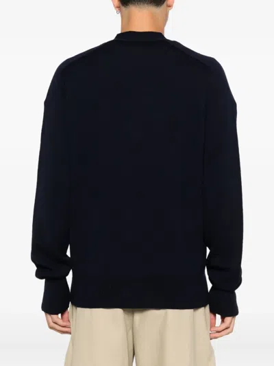 Studio Nicholson Long-sleeved Wool Cardigan In Black