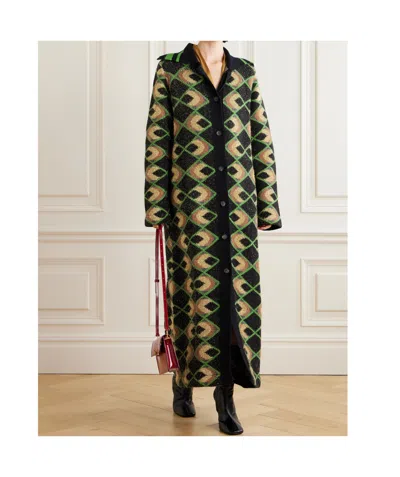 La Doublej Geometric-pattern Coat In Multi