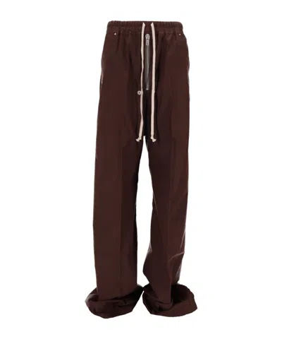 Rick Owens Drawstring Elastic Waist Casual Pants In Brown