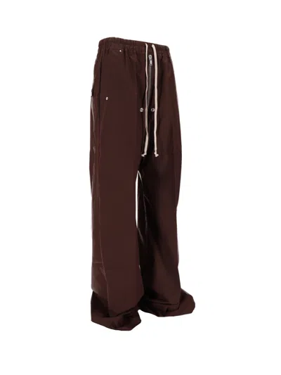 Rick Owens Drawstring Elastic Waist Casual Pants In Brown