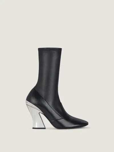 Givenchy Leather Metallic Sculpted-heel Ankle Booties In Black