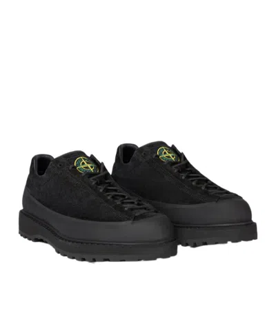 Stone Island Low-top Suede Sneakers Pull Tab In Black