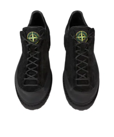 Stone Island Low-top Suede Sneakers Pull Tab In Black