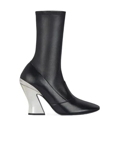 Givenchy Leather Metallic Sculpted-heel Ankle Booties In Black