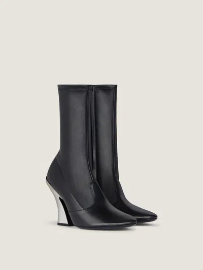 Givenchy Leather Metallic Sculpted-heel Ankle Booties In Black