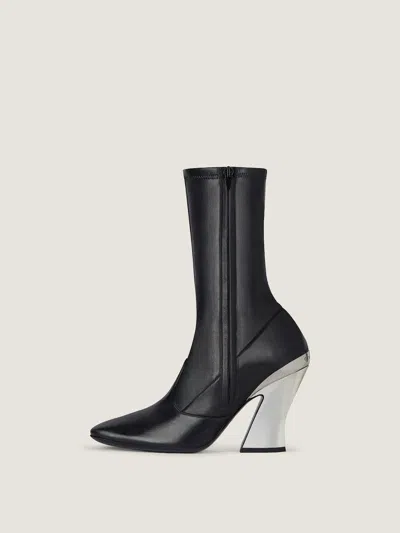 Givenchy Leather Metallic Sculpted-heel Ankle Booties In Black