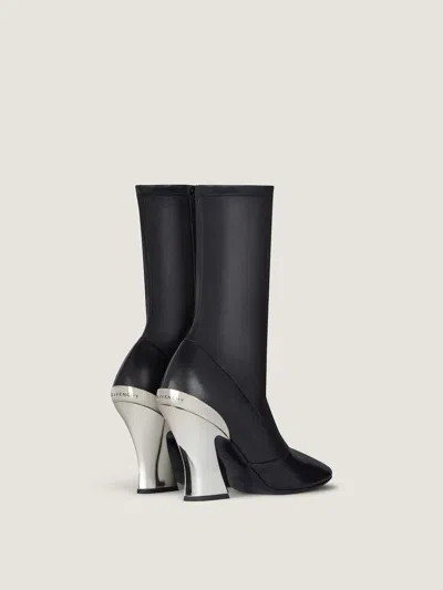 Givenchy Leather Metallic Sculpted-heel Ankle Booties In Black