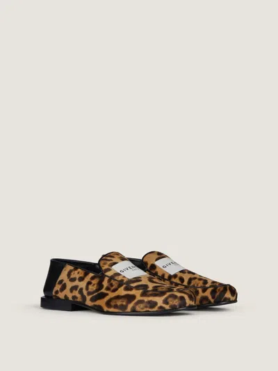 Givenchy Label Loafers In Leather With Leopard Print In Multi
