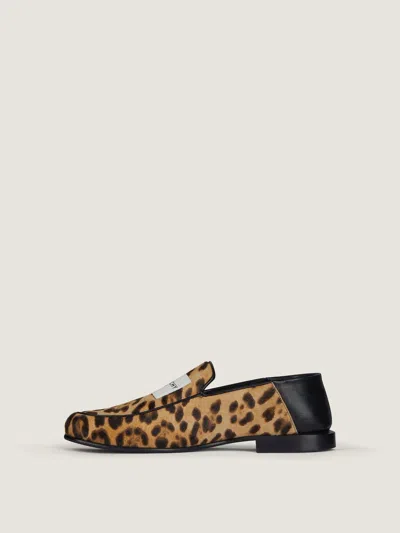 Givenchy Label Loafers In Leather With Leopard Print In Multi