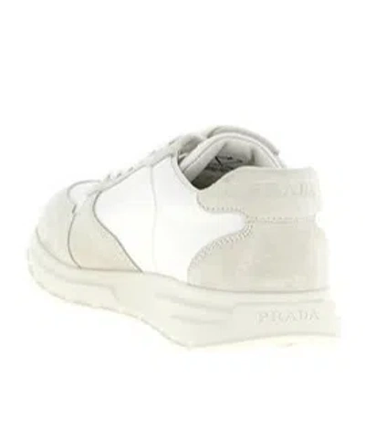 Prada Re-nylon And Suede Leather Sneakers In White