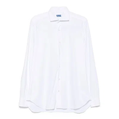 Barba Napoli Barba Long Sleeve Shirt With Semi-rigid Collar And Buttons In White