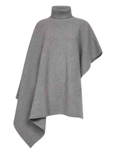 Stella Mccartney Wool And Cashmere Blend Poncho In Gray
