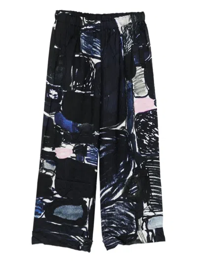 Daniela Gregis Abstract-print Elasticated-waist Trousers In Blue