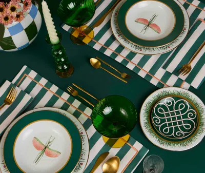 La Doublej Table Linens Riviera Green Uni In Green