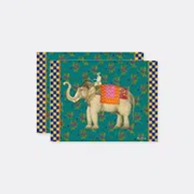 Lisa Corti Table Linens Green Uni In Animal Print