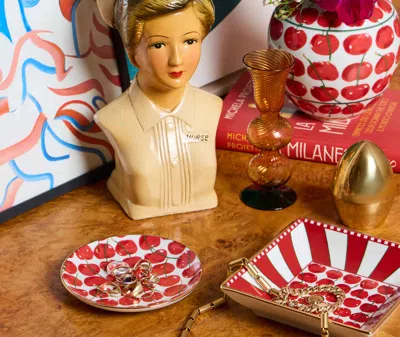 La Doublej Tableware Cherries Ivory Uni In Red