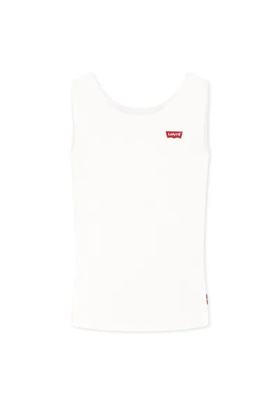 Levi's White Tank Top For Girl With Logo In White