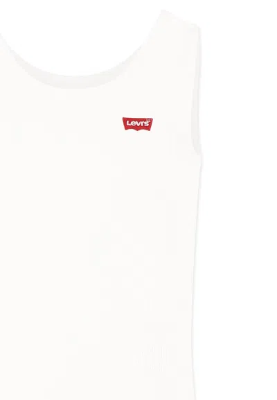 Levi's White Tank Top For Girl With Logo In White