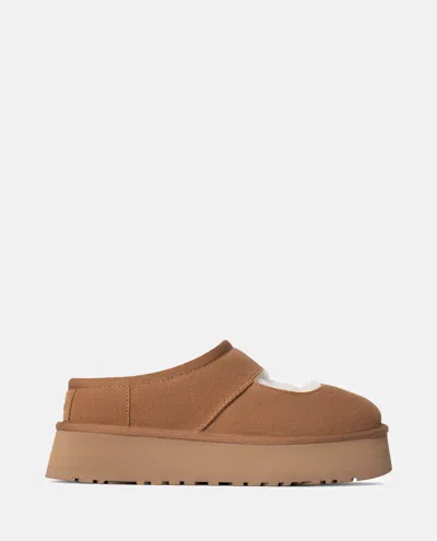 Ugg Suede Platform Sandals With Shearling Lining In Brown