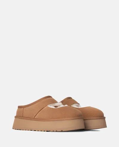 Ugg Suede Platform Sandals With Shearling Lining In Brown