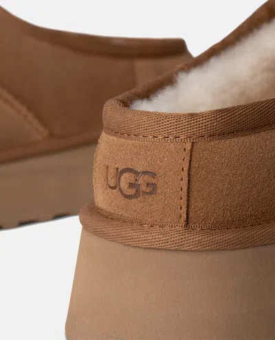 Ugg Suede Platform Sandals With Shearling Lining In Brown