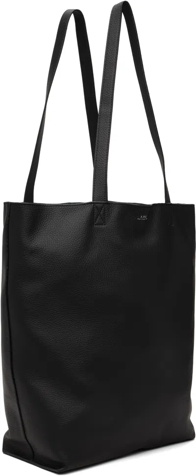 Apc A.p.c. Men Black Leather Maiko Shopping Bag In Black