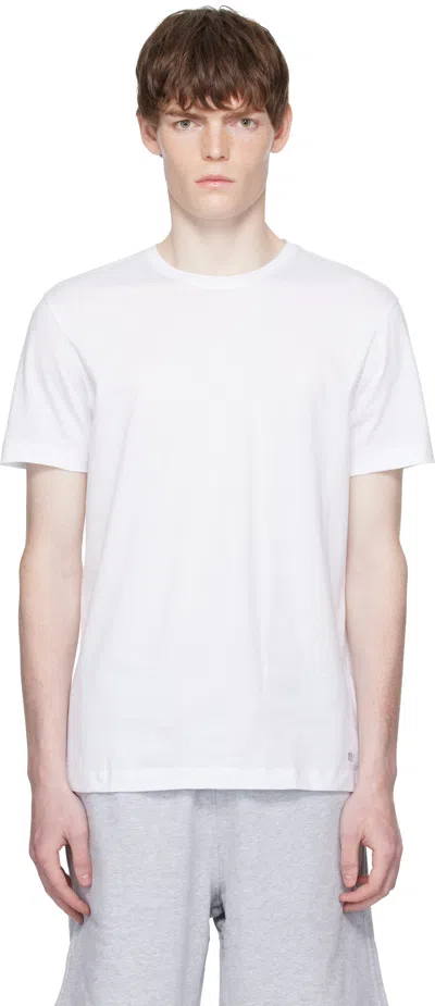 Hugo Boss Boss Mens White Crewneck Embroidered Branding Cotton-jersey T-shirt