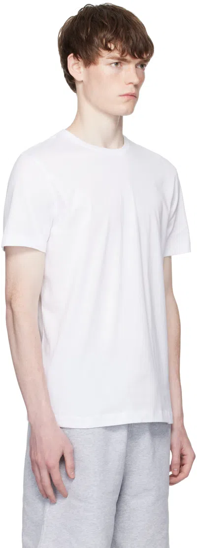 Hugo Boss Boss Mens White Crewneck Embroidered Branding Cotton-jersey T-shirt