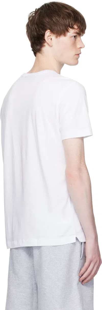 Hugo Boss Boss Mens White Crewneck Embroidered Branding Cotton-jersey T-shirt