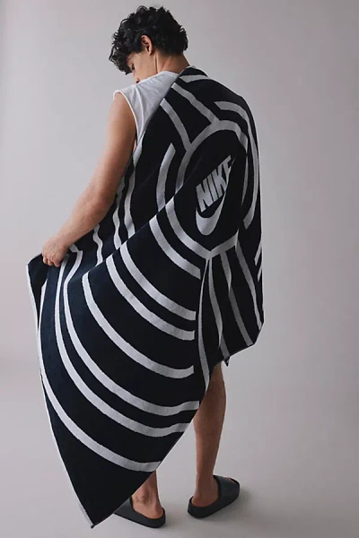 Nike Oversized Reversible Beach Towel In Black/white At Urban Outfitters In Black