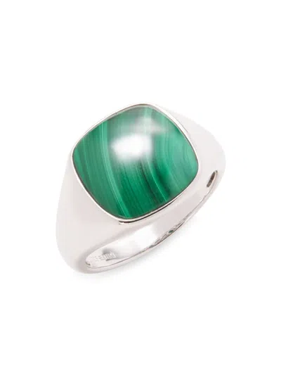 Effy Men's Sterling Silver & 5.69 Tcw Malachite Cushion Ring In Green