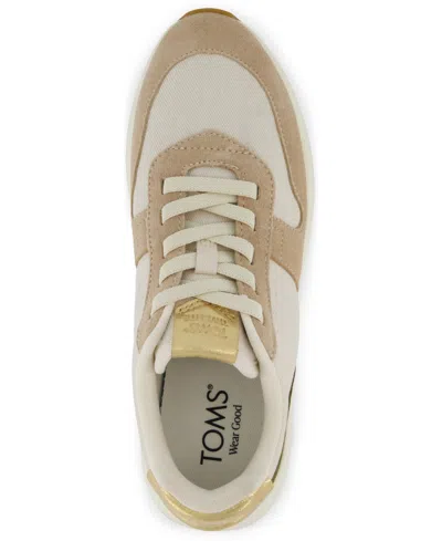 Toms Women's Womens Trvl Lite Retro Runner Sneaker Water Repellent Oatmeal Suede With Metallic Leather In Brown